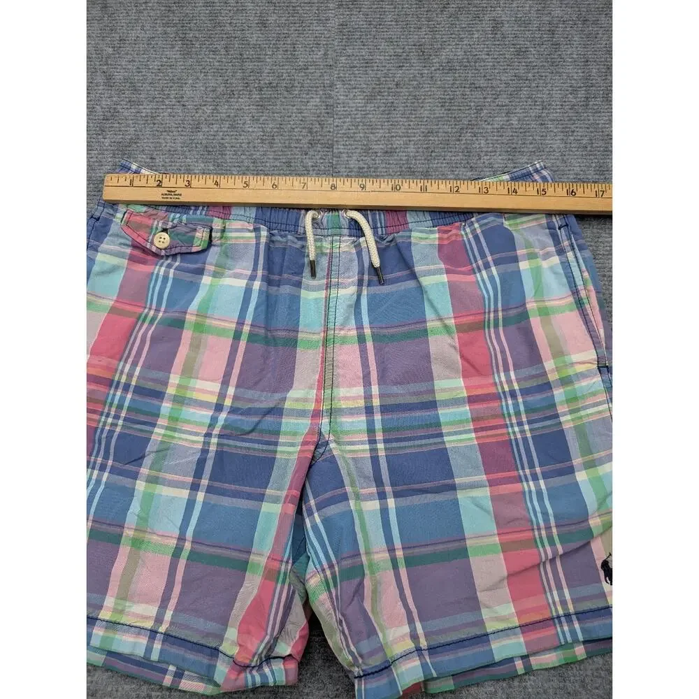 Polo Ralph Lauren Swim Trunks Boys XL Plaid Preppy Retro Pocket Lined Coastal